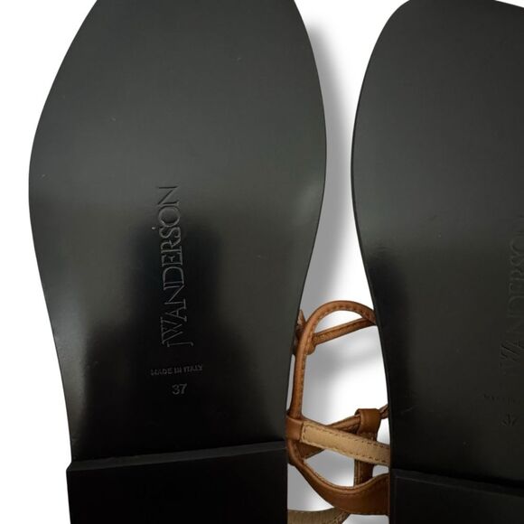 JW Anderson Logo Flat Sandals Pecan Leather Size 37 EU 6.5 US - Picture 10 of 10